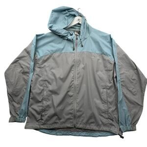 The North Face Gray Blue Windbreaker Jacket Womens XL Full Zip Hooded